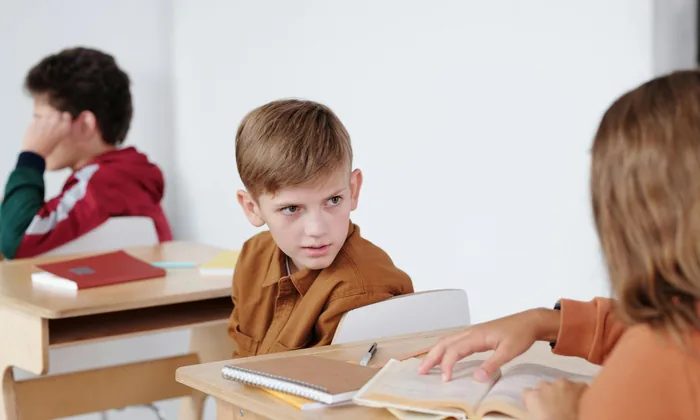 Child in school showing anxiety