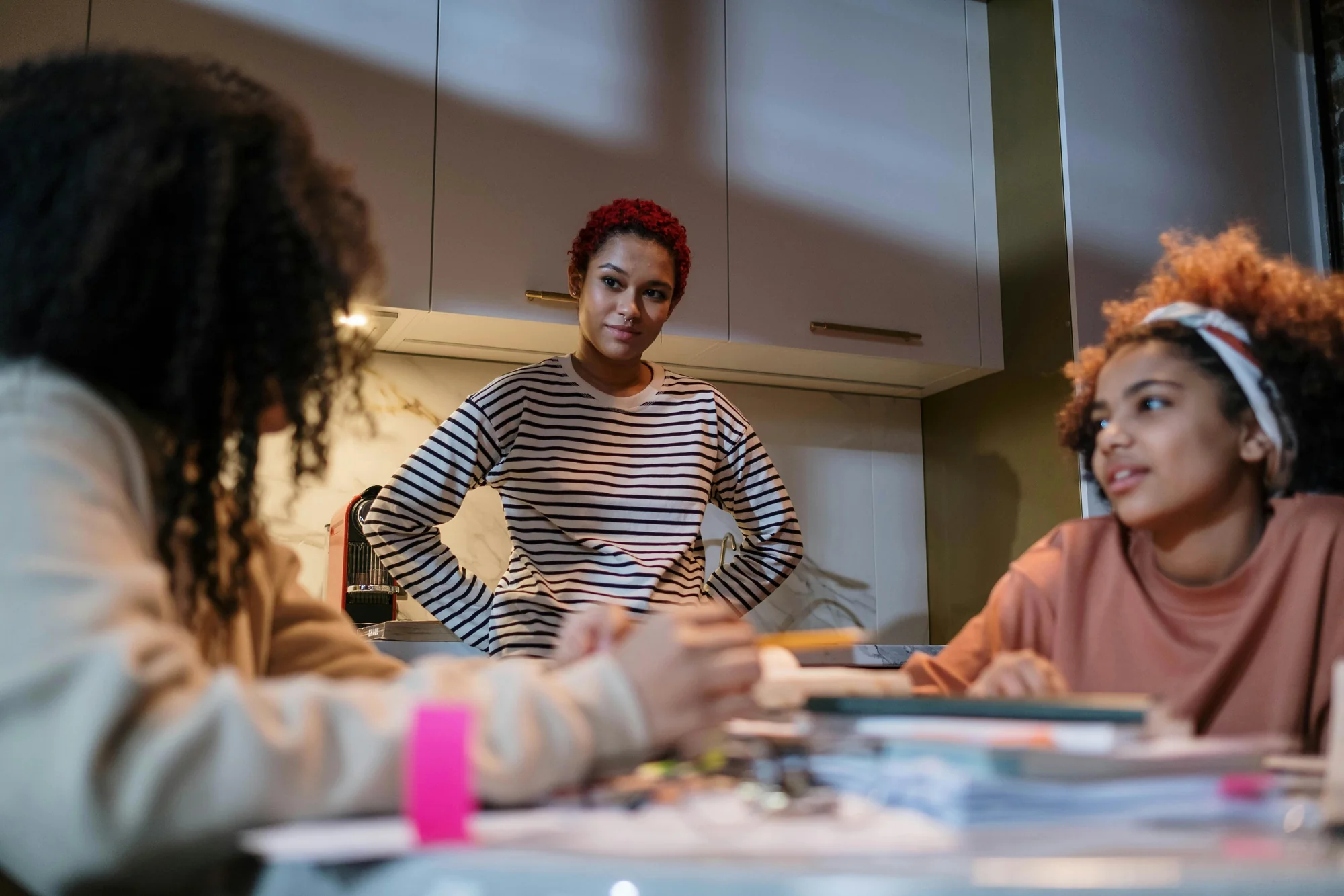 Parent and school administrator in a serious meeting discussing student discipline and IEP